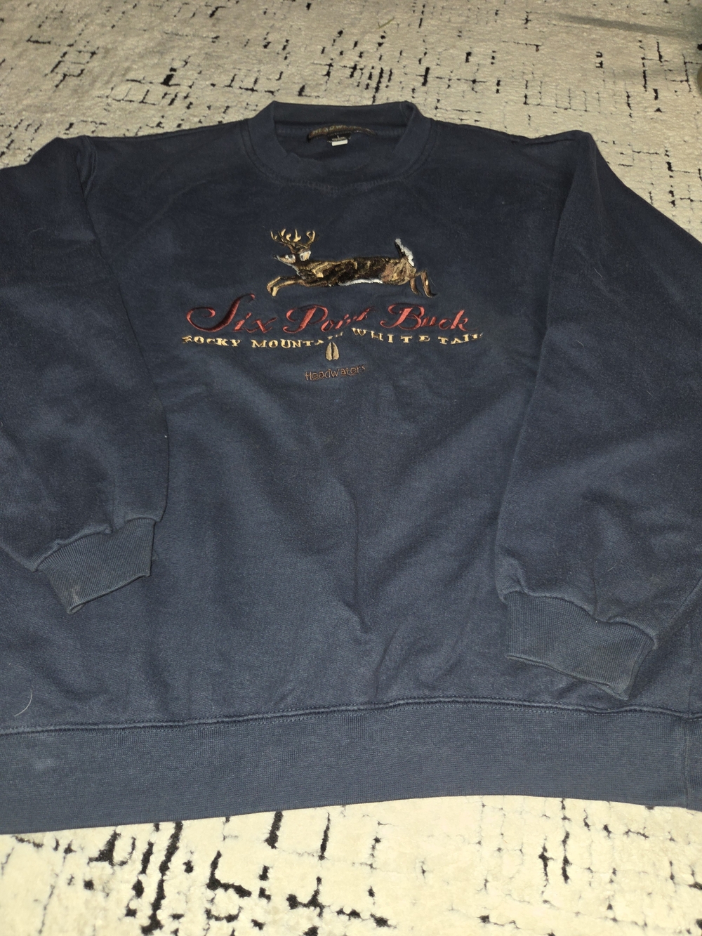 Vintage navy blue crewneck sweatshirt embroidered deer Goregorp 90s Mens L